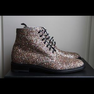 Saint Laurent Lolita 20 Glitter Combat Boots